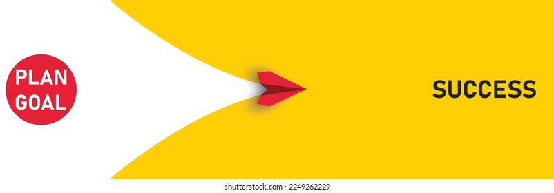 red plane is flying to success by completing the plan and goal steps. .Project tracking, goal tracking, task purpose, idea concept.