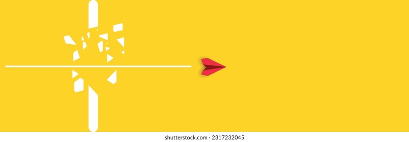 red plane is flying towards success, overcoming obstacles.Overcoming obstacles idea concept.