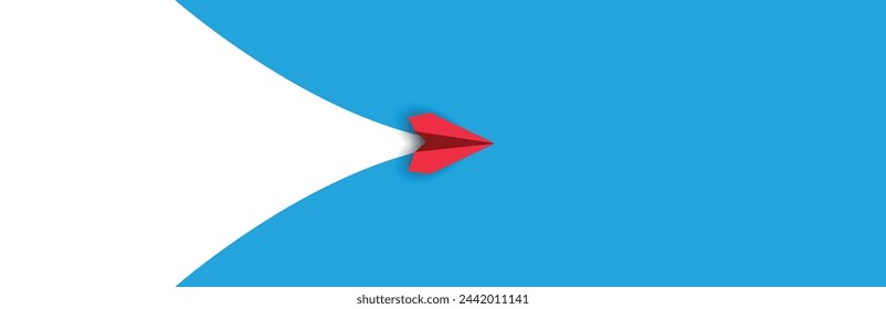 red plane is flying towards success, overcoming obstacles.