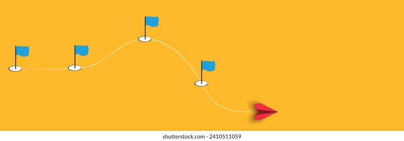 red plane going through workflow challenges one by one. Workflow, working process, project progress, success tracking, work experience idea concept.