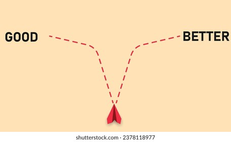 Red plane with good or better flying option. The concept of decision making, the idea of ​​being unsure, the curiosity to think about the solution to the problem.