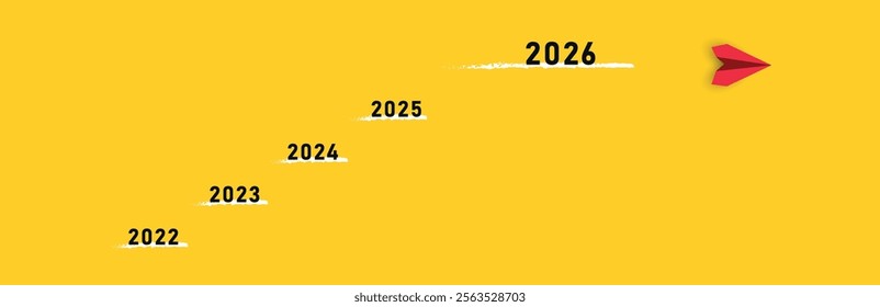 The red plane is heading towards the new year 2026.
2026 annual plan idea concept. business creativity new idea discovery innovation technology.