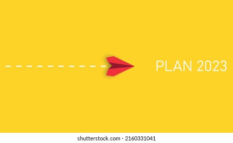 The red plane is moving towards the 2023 plan. business creativity new idea discovery innovation technology. new year idea concept.