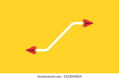 red planes flying in different directions.
Different thinking idea concept.
