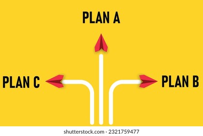 Red Planes zu Plan A, Plan B Plan C. Business Kreativität neue Idee Entdeckung Innovationstechnologie. strategischer Plan, erfolgsorientierte Arbeitsidee.