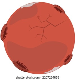 red planet 2d vector mars, flat isolated