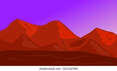 Red planet alien scene background cartoon style vector for game and presentation