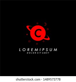 red planet C logotype technology symbol template design.