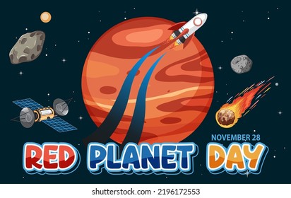Red Planet Day Banner Design illustration