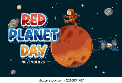 Red Planet Day Banner Design illustration