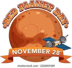 Red Planet Day Logo Design illustration