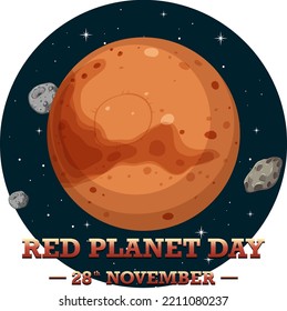 Red Planet Day Logo Design illustration