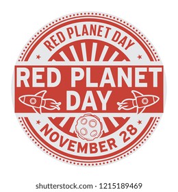 Red Planet Day, November 28, rubber stamp, vector Illustration
