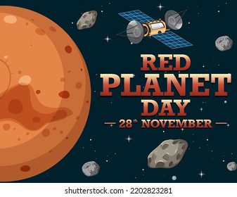 Red Planet Day Poster Template illustration