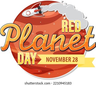 Red planet day poster template illustration
