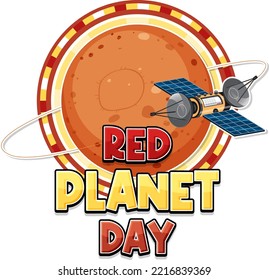 Red planet day poster template illustration