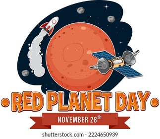 Red planet day poster template illustration