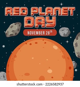Red planet day poster template illustration