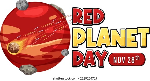 Red planet day poster template illustration