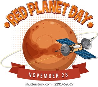 Red planet day poster template illustration