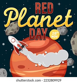 Red planet day poster template illustration