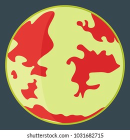 red planet flat vector icon. Isolated illustration on dark blue background Globes fantasy mars star cartoon concept trendy design nature detailed modern template for web mobile app high quality