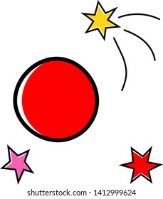 Red planet geometric illustration isolated on background