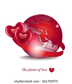 Red planet with hearts