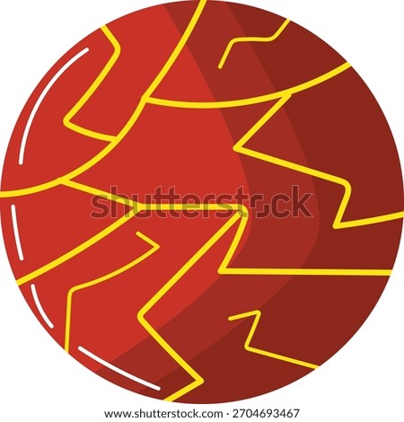 Red Planet Icon Cracked Surface Fissures Hot Lava Vector Illustration Space Game Element