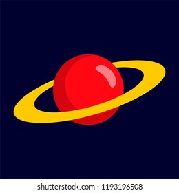 Red planet icon. Flat illustration of red planet vector icon for web design
