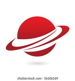 Red planet isolated on white