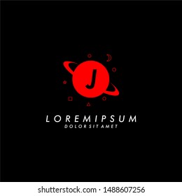 red planet logotype J technology symbol template design.