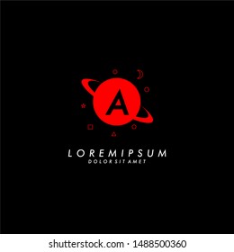 red planet A logotype technology symbol template design.