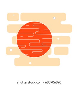 Red planet Mars icon in the space with stars. Vector flat illustration.
