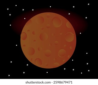 Red planet mars on background starry sky