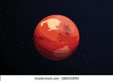red planet mars on dark deep space