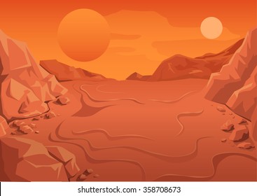 Red Planet Mars. Space landscape. Illustration