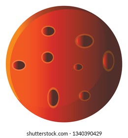 Red planet mars with its surfaced body vector color drawing or illustration 
