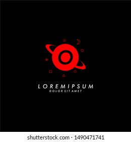red planet O logotype technology symbol template design.