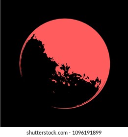 Red planet on a black background