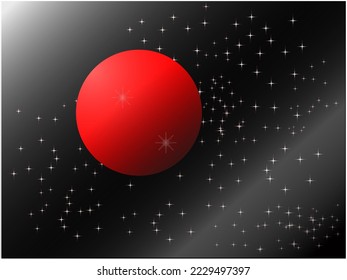 Planeta rojo en el fondo espacial.