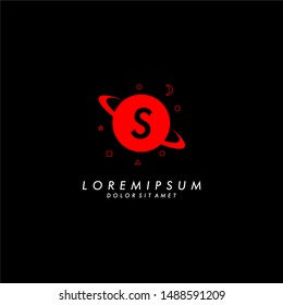 red planet S logotype technology symbol template design.
