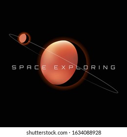 Red planet in space. Mars vector illustration with space exploring caption.