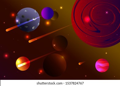 Red planet space stars illustration. Use for modern design, cover, template, decorated, brochure.