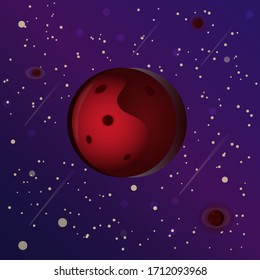 red planet in the space. vector