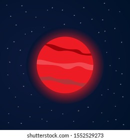 Red planet in starry space. Vector illustration