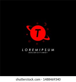 red planet T logotype technology symbol template design.