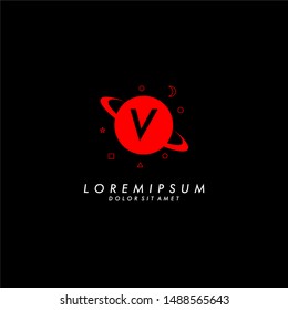 red planet V logotype technology symbol template design.