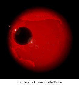 Red planet vector on Black background
