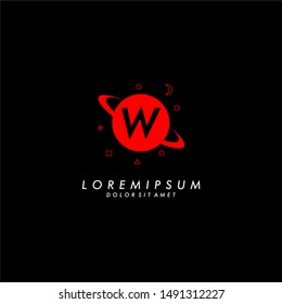 red planet W logotype technology symbol template design.